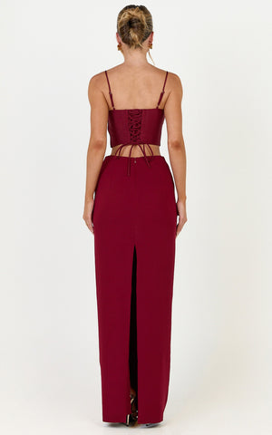 Marais Top - Lace Up Back Corset Top in Wine