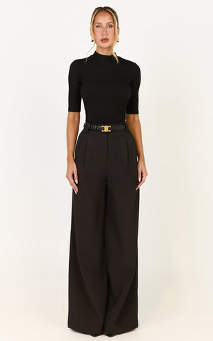 Jane Pants - High Waist Tailored Wide Leg Pants in Black
