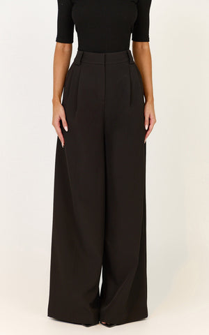 Jane Pants - High Waist Tailored Wide Leg Pants in Black