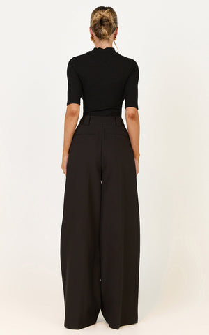 Jane Pants - High Waist Tailored Wide Leg Pants in Black