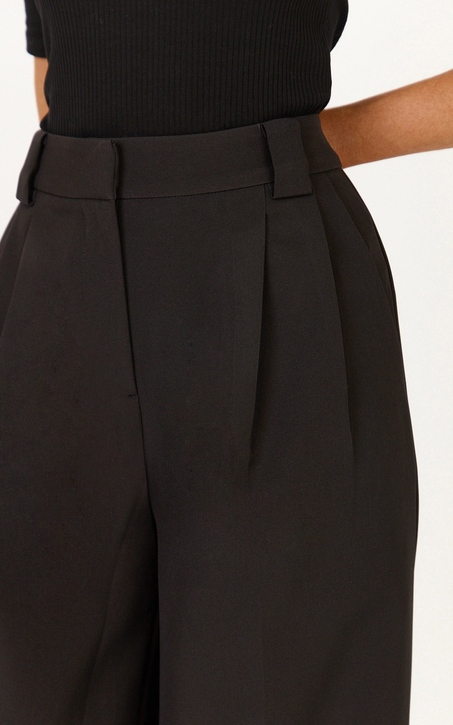 Jane Pants - High Waist Tailored Wide Leg Pants in Black