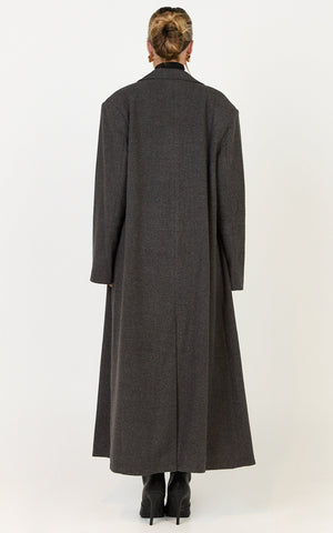 Eloise Coat - Oversized Longline Tailored Coat in Grey Marle