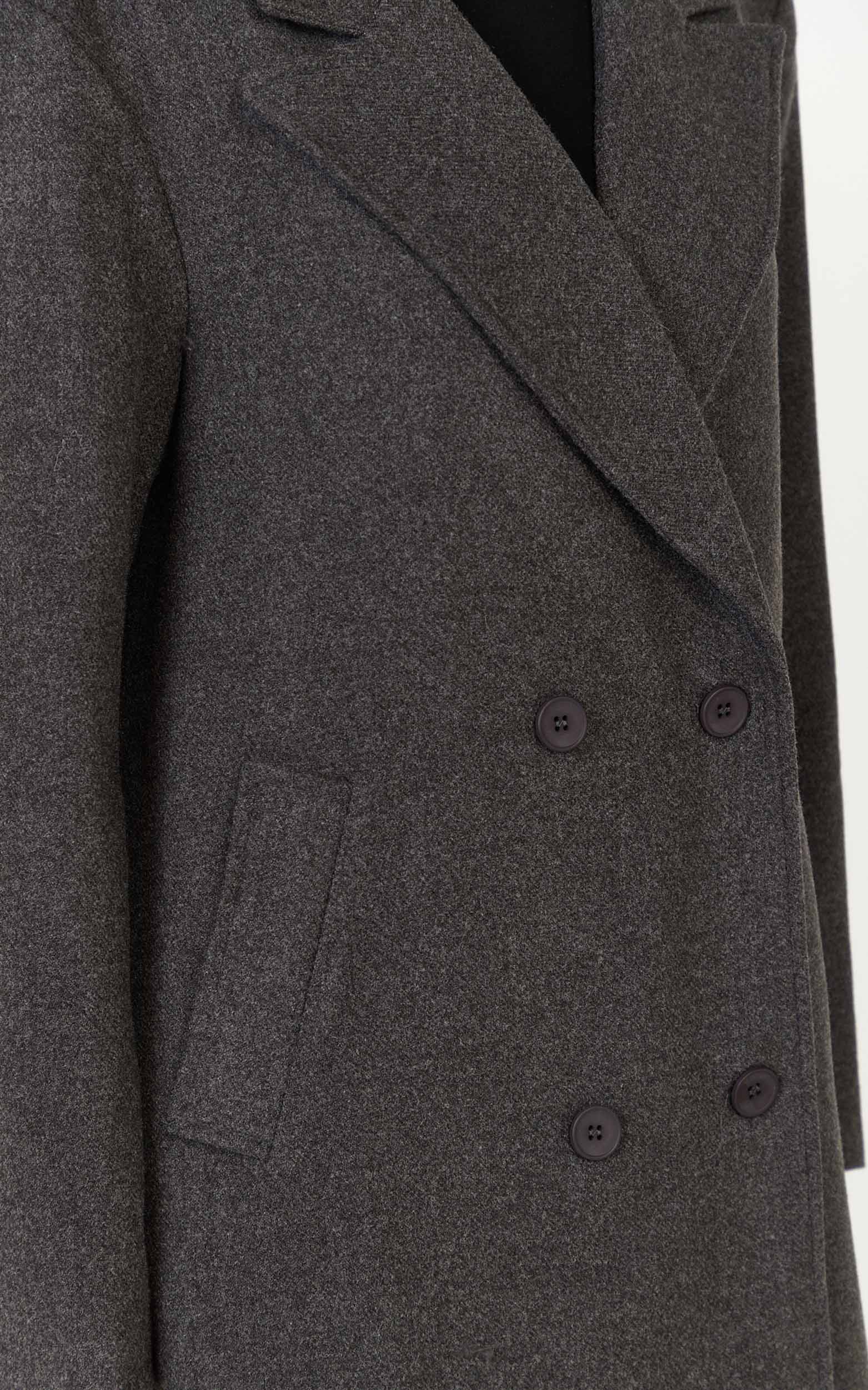 Eloise Coat - Oversized Longline Tailored Coat in Grey Marle