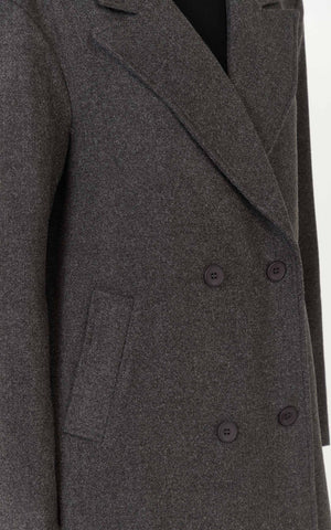 Eloise Coat - Oversized Longline Tailored Coat in Grey Marle