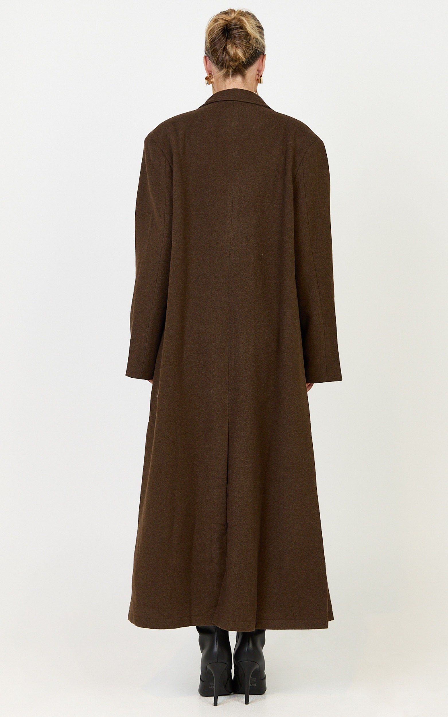 Eloise Coat - Oversized Longline Tailored Coat in Mocha Brown