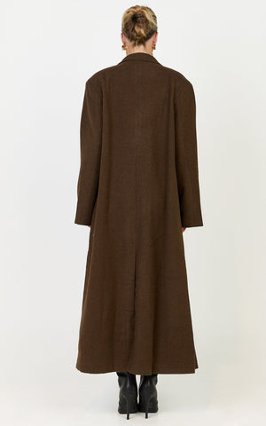 Eloise Coat - Oversized Longline Tailored Coat in Mocha Brown