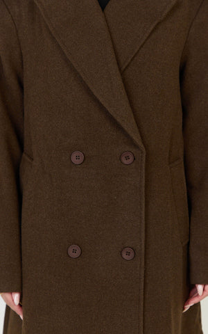 Eloise Coat - Oversized Longline Tailored Coat in Mocha Brown