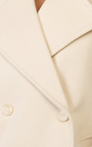 Saskia Coat - Double Breasted Short Wool Like Coat in Cream