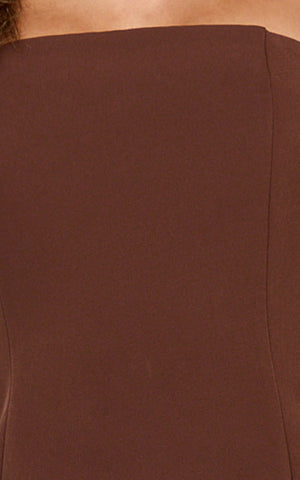 Pauline Two Piece Top and Skirt Set - Strapless A Line Top and Mini Skirt Set in Chocolate