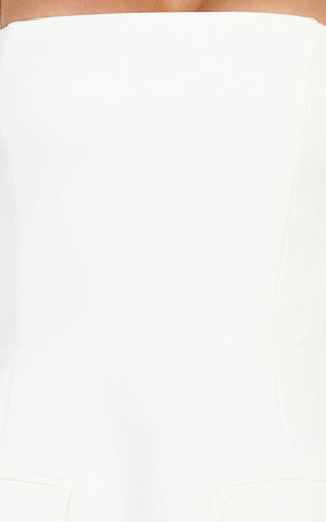 Katia Mini Dress - Strappy Corset A Line Dress in White