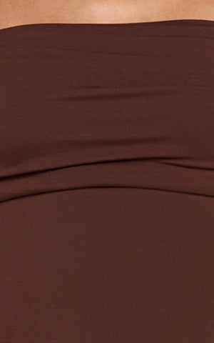 Jolie Top - Off Shoulder Long Sleeve Gathered Top in Chocolate