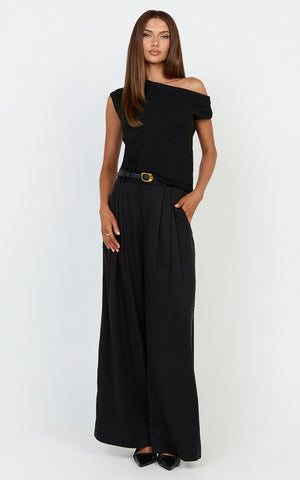 Marilou Top - Knit Off Shoulder Top in Black