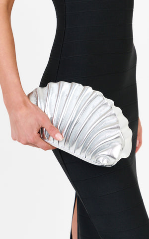 Olga Berg - Hollie Pleated Clutch in Silver