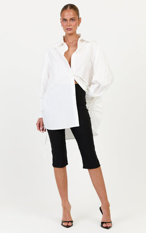 Kalpena Shirt - Ruched Side Oversized Shirt in White