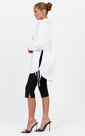 Kalpena Shirt - Ruched Side Oversized Shirt in White