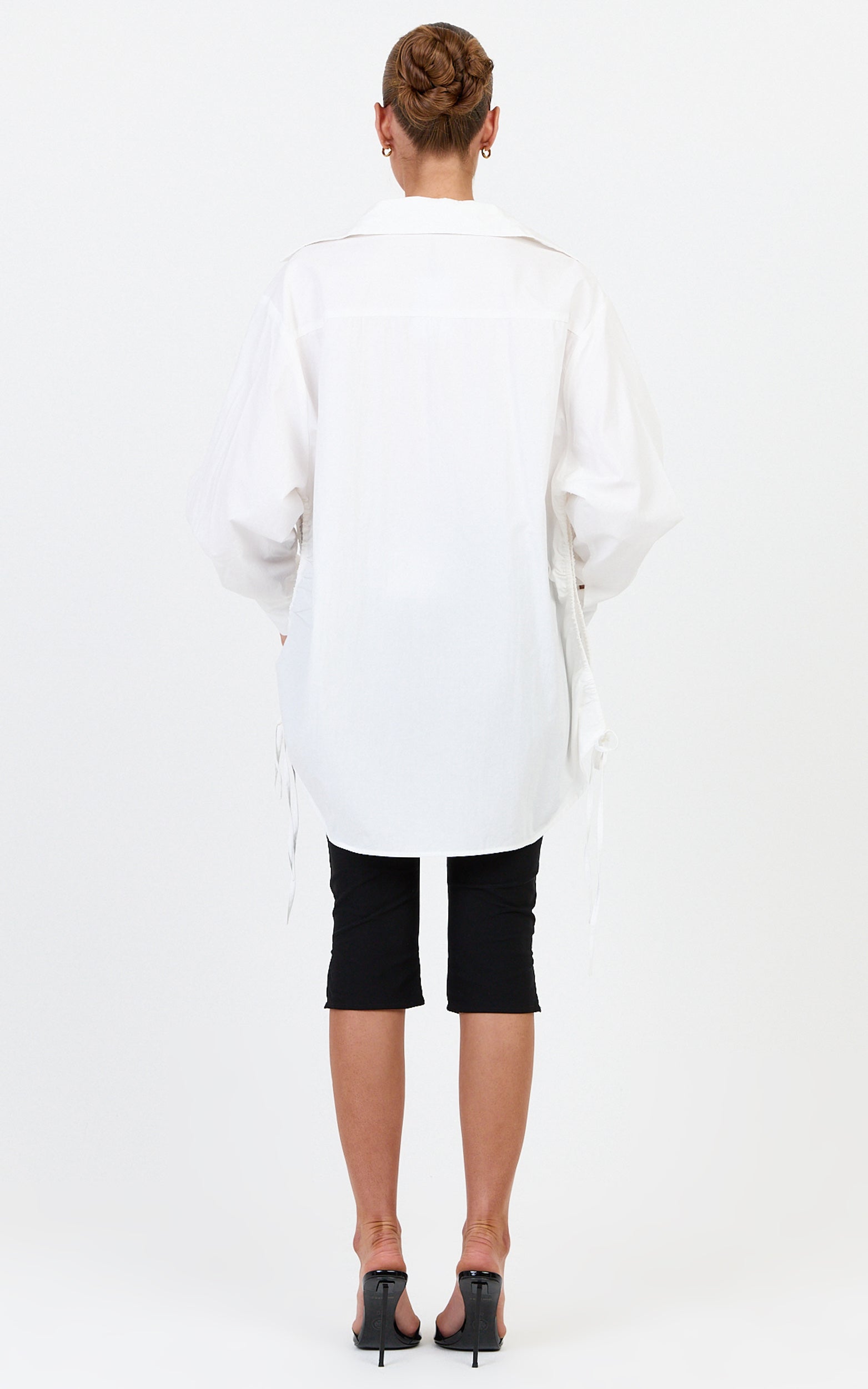 Kalpena Shirt - Ruched Side Oversized Shirt in White