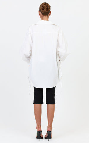 Kalpena Shirt - Ruched Side Oversized Shirt in White