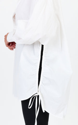 Kalpena Shirt - Ruched Side Oversized Shirt in White