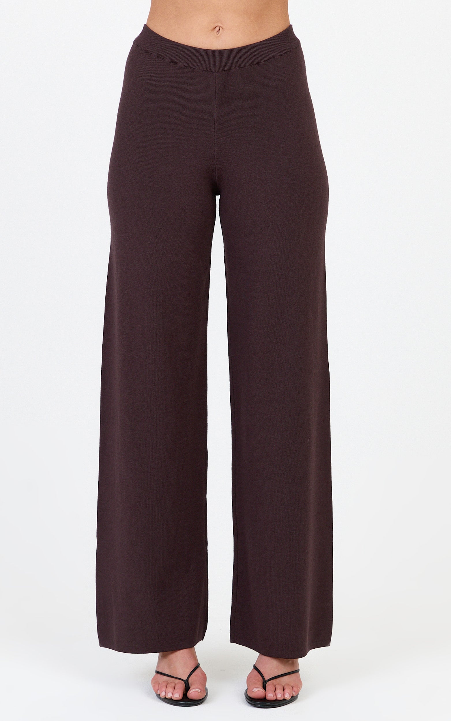 Leonie Two Piece Set - Knit Shell Top and Pant Set in Chocolate