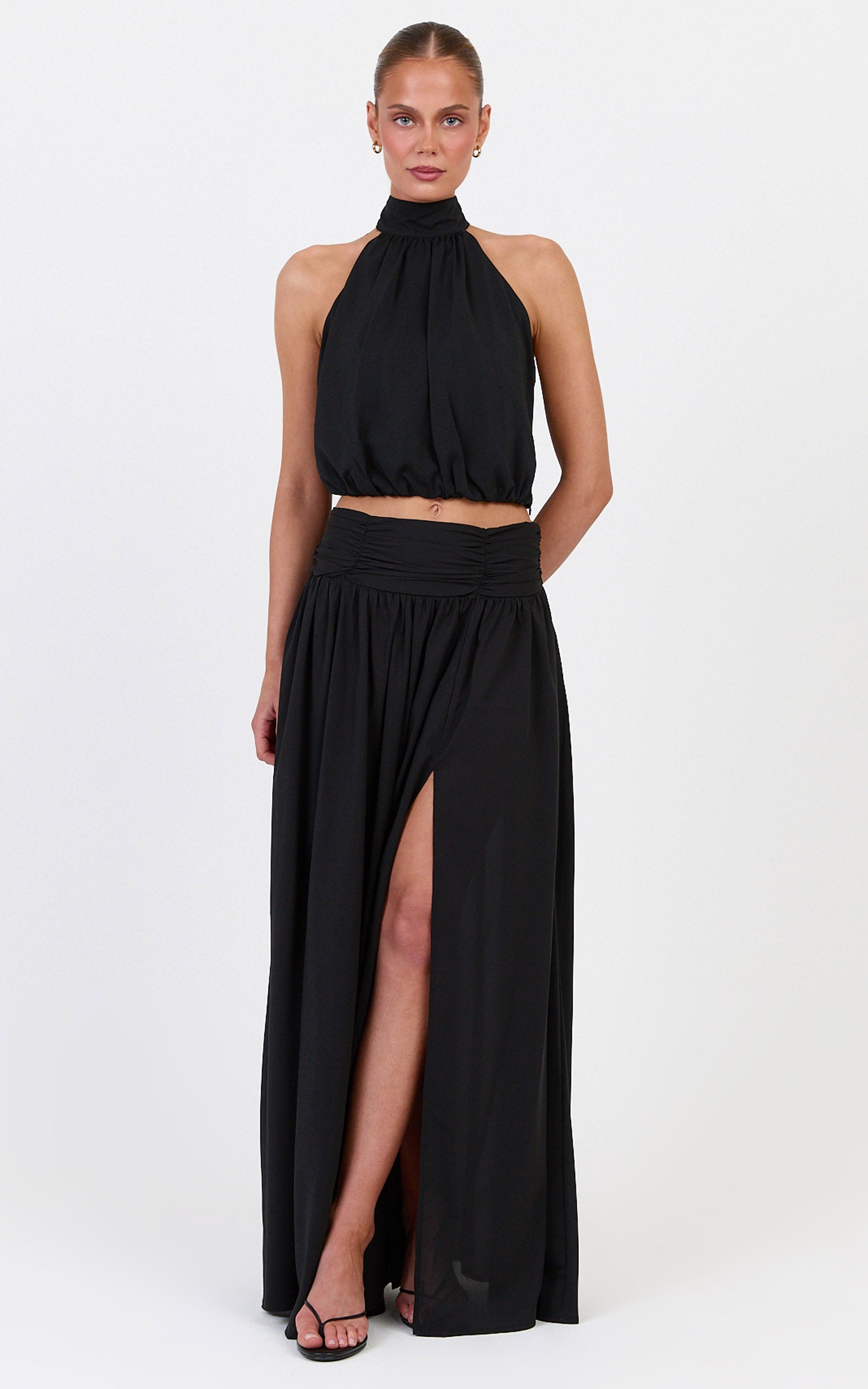 Melanie Top - Halter Neck Top in Black