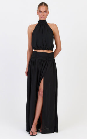 Melanie Top - Halter Neck Top in Black