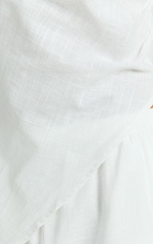Annalie Two Piece Top and Pants Set - Off Shoulder Linen Set in White