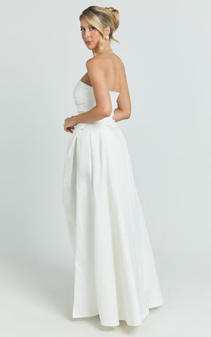 Bianca Maxi Dress - Strapless Fit And Flare Dress in Ivory