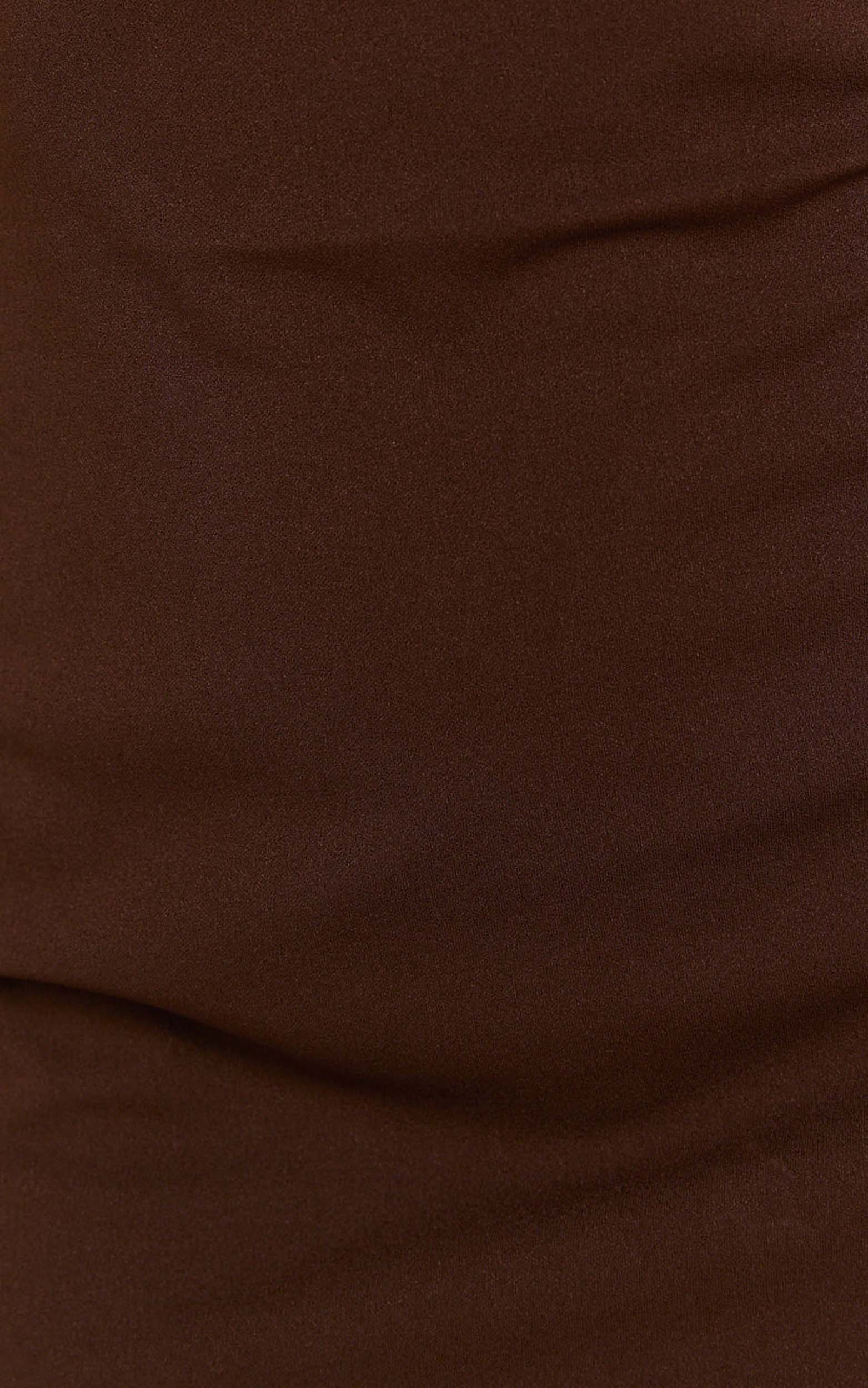 Bindi Boat Neck Bodycon Mini Dress in Chocolate