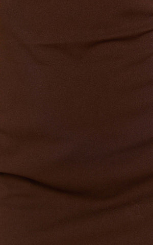 Bindi Boat Neck Bodycon Mini Dress in Chocolate