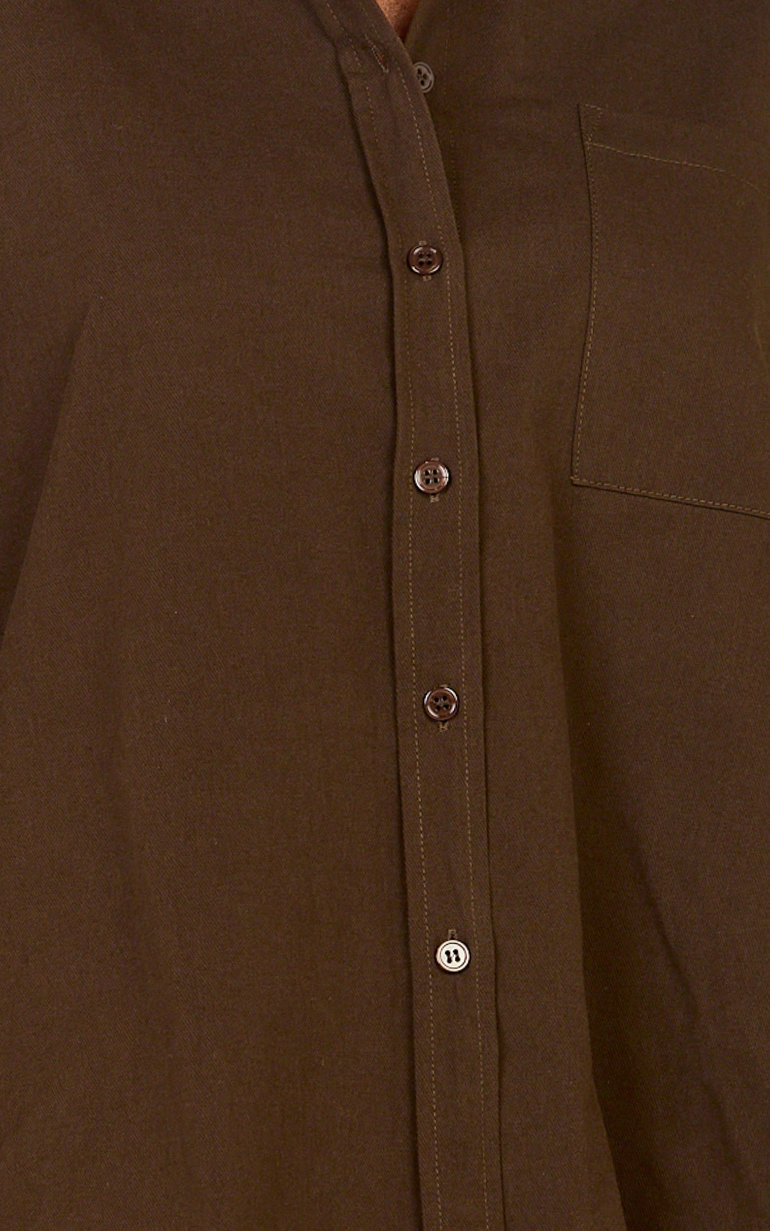 Blanche Top - Oversized Patch Pocket Long Sleeve Shirt in Dark Chocolate