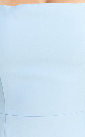 Darcy Midi Dress - Halter Fitted Side Split Dress in Blue