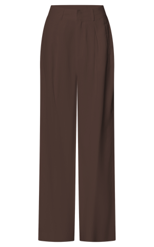Augustus Pants - High Waisted Wide Leg Tailored Pants in Dark Oak
