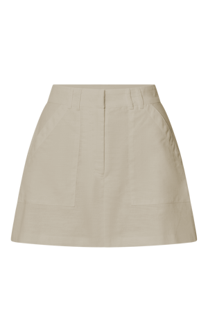 Dream Linen Blend Skort - High Waisted A Line Skort in Natural