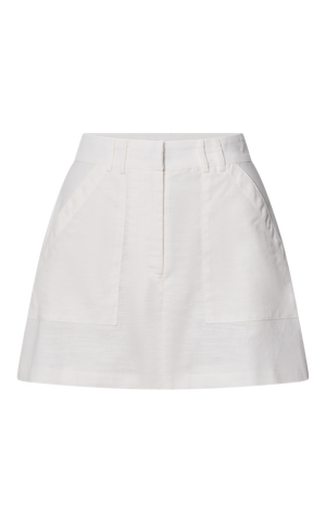 Dream Linen Blend Skort - High Waisted A Line Skort in Off White