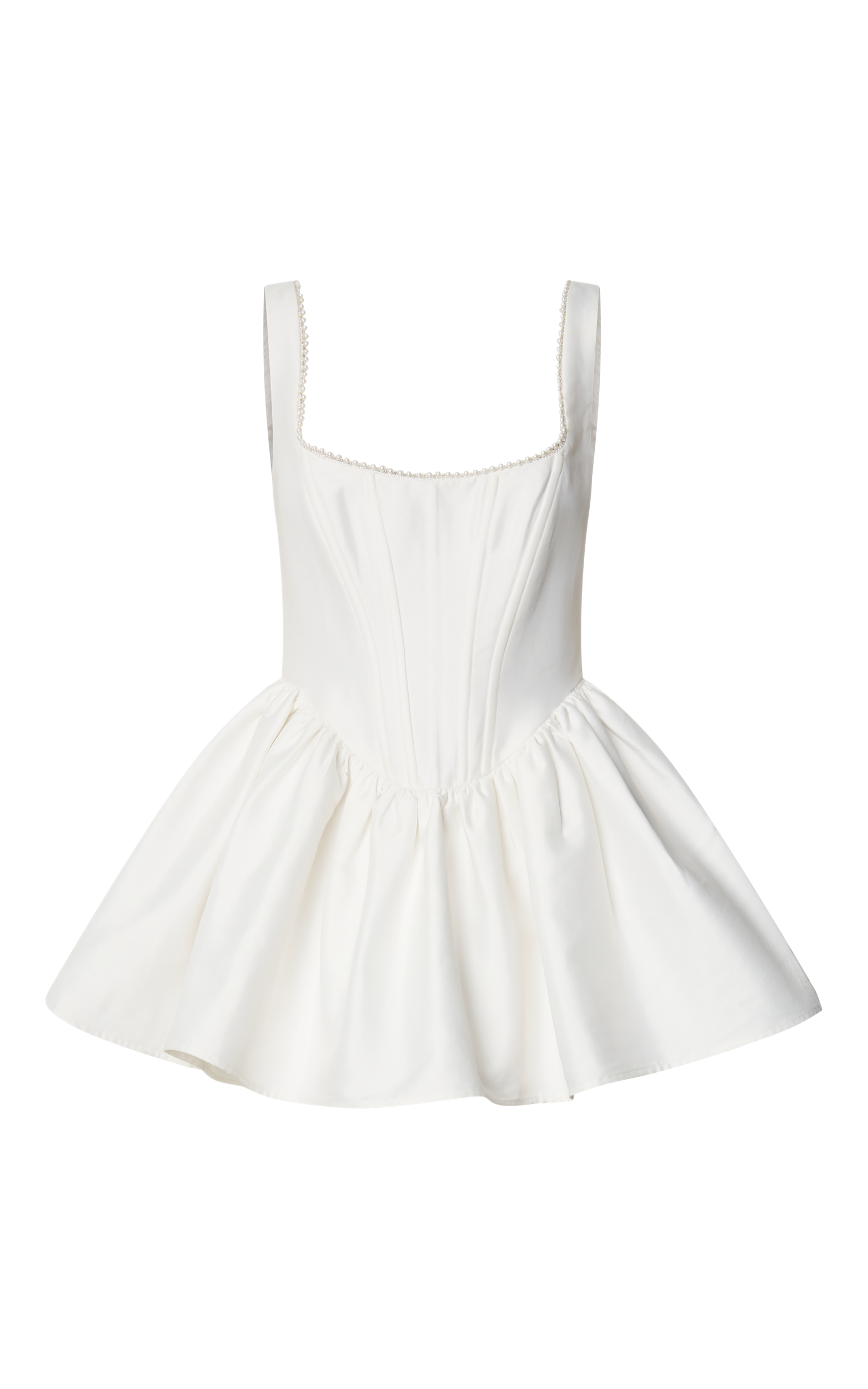 Kaitlyn Mini Dress - Corset Front Gathered Dress in Ivory