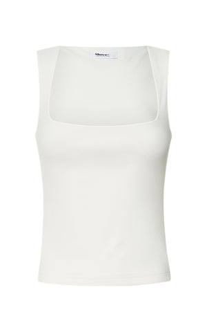 Ophelia Top - Square Neck Jersey Top in Off White