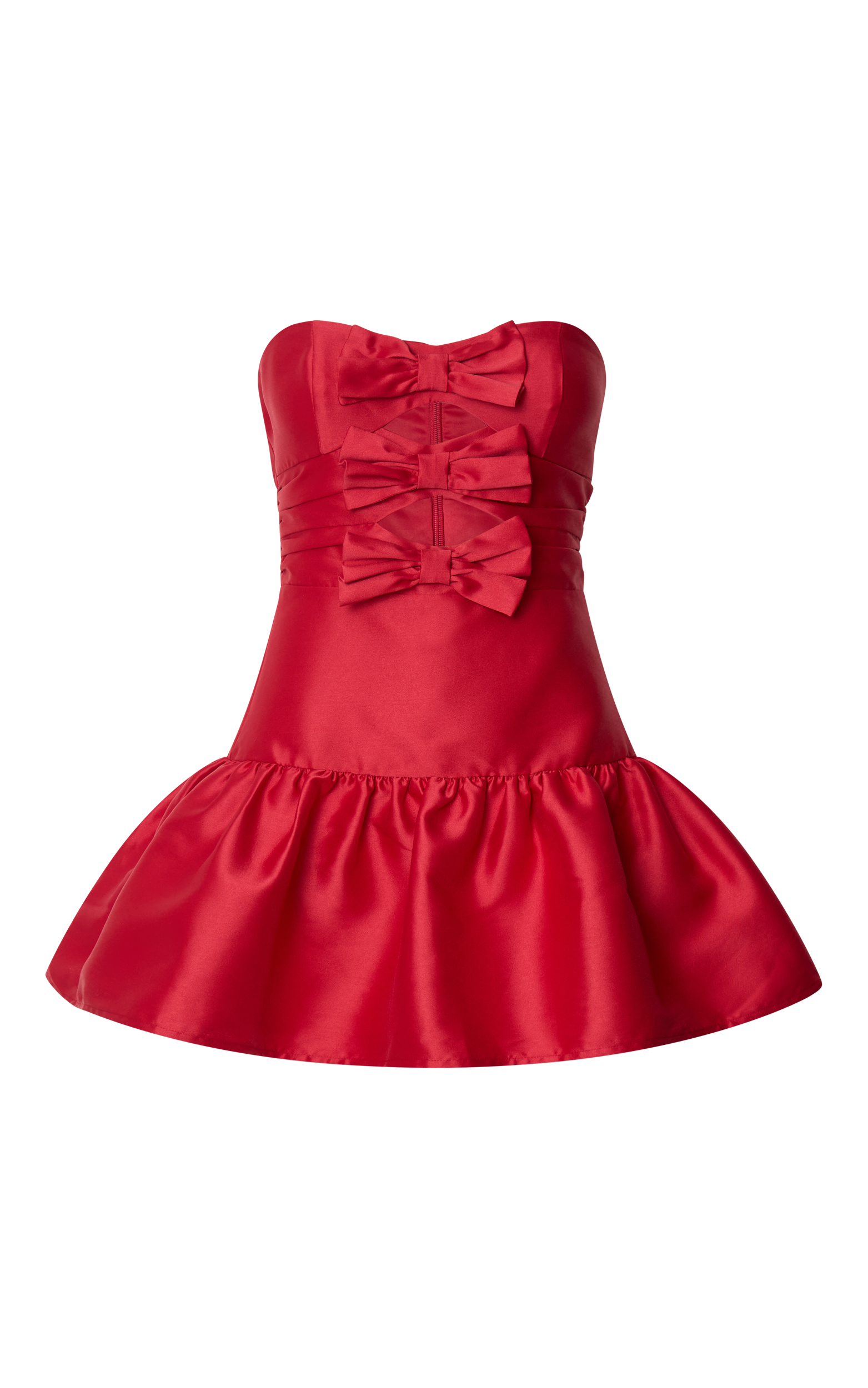 Otis Mini Dress - Strapless Fit And Flare Bubble Hem Dress in Red