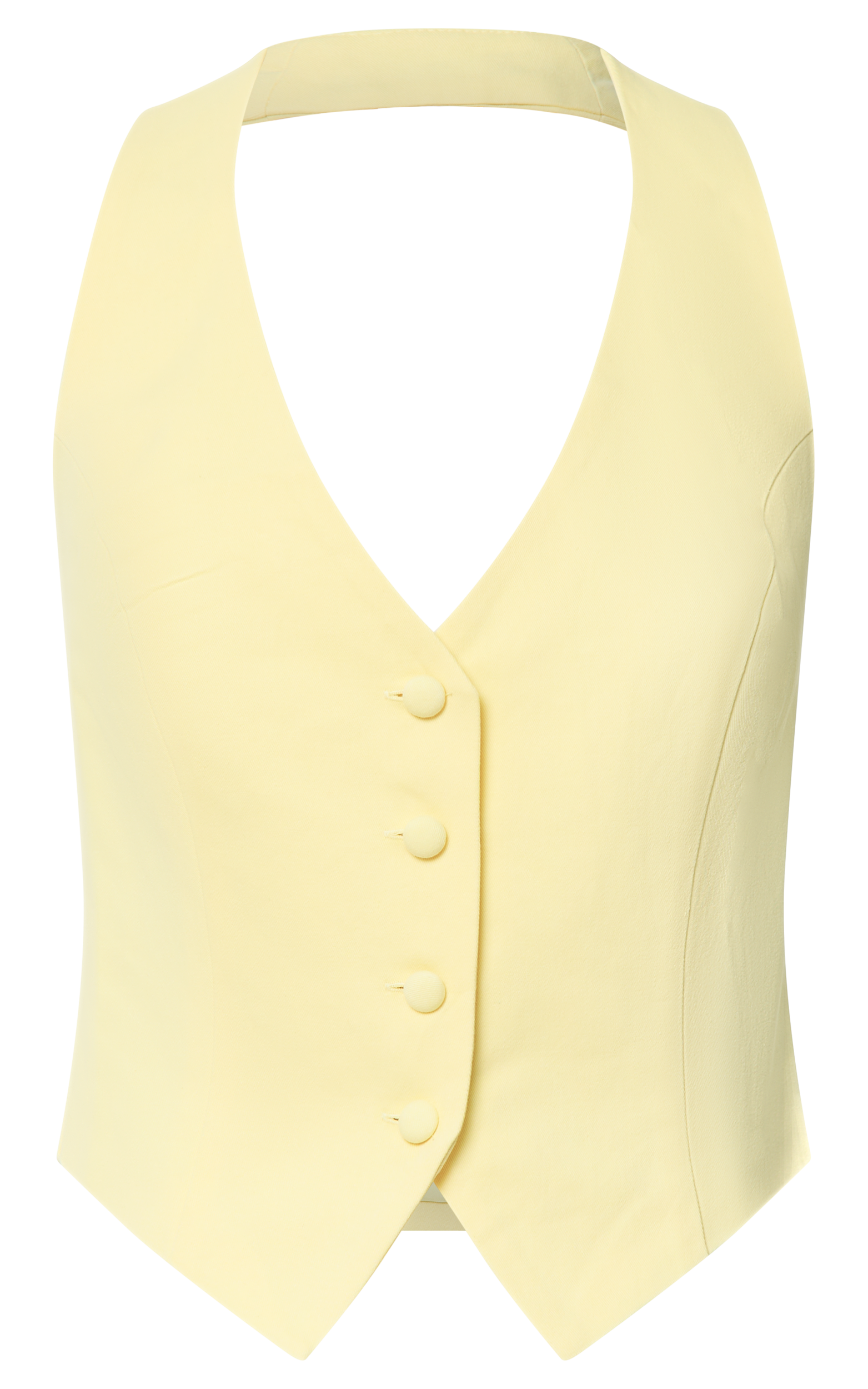 Virginia Top - Halter Neck Button Down Vest in Pastel Yellow