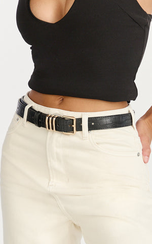 Gianelli Belt - Croc Belt in Black