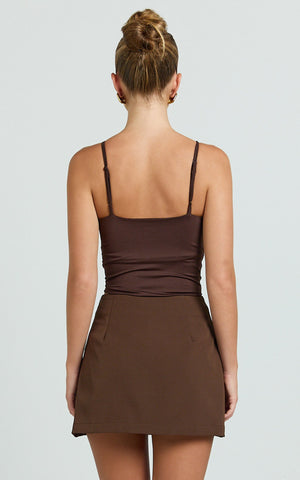 Hyde Skort - Mid Waist A-Line Skort in Chocolate