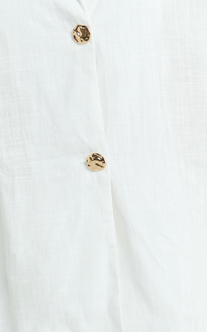 Iris Two Piece Set - Relaxed Shirt and Short Set in White