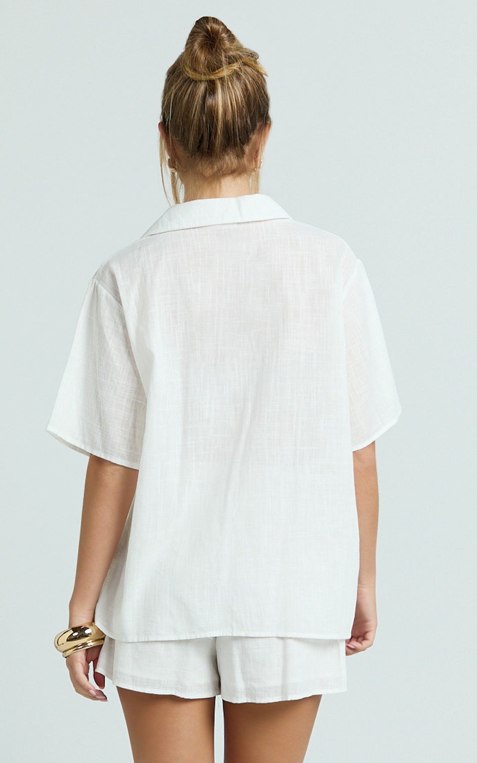 Iris Two Piece Set - Relaxed Shirt and Short Set in White