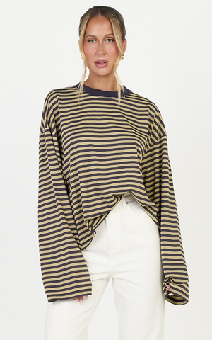 Lioness - Bloom Long Sleeve in Beige Stripe