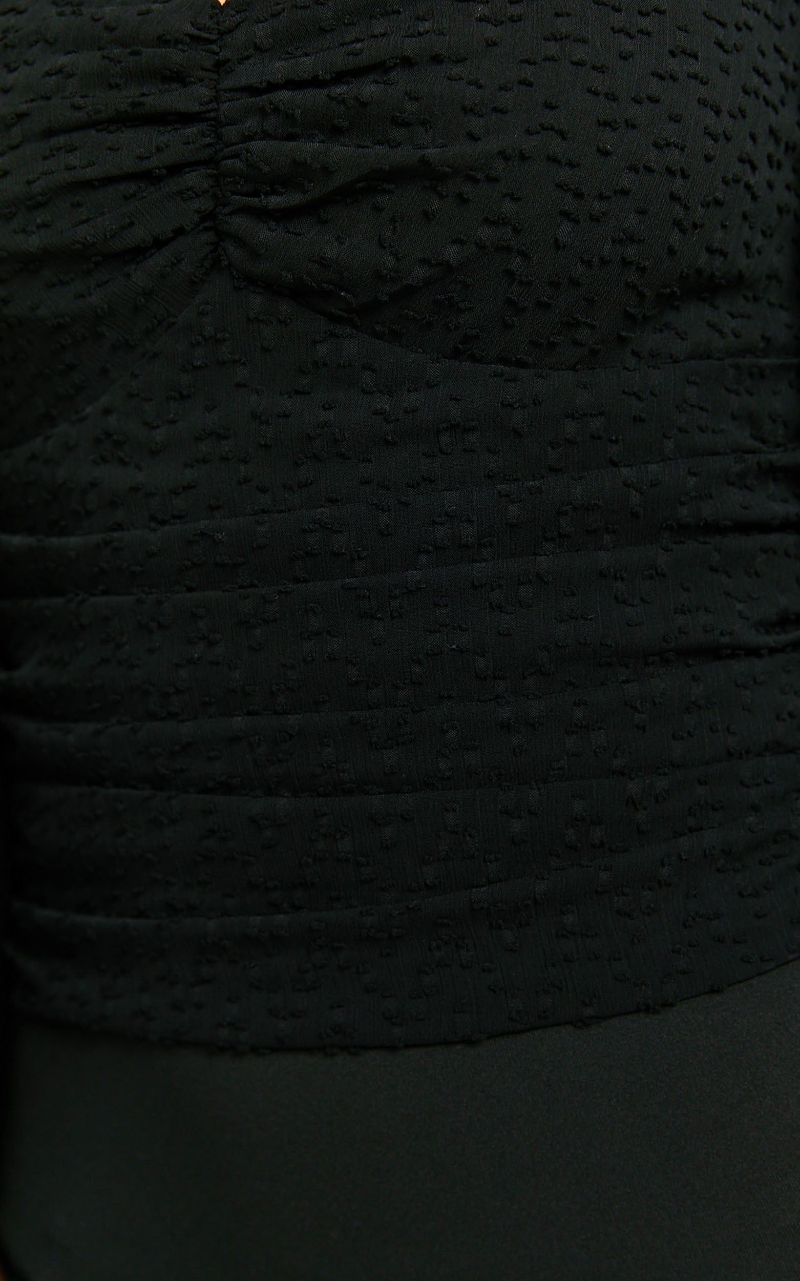 Lunara Bodysuit - Textured Ballon Sleeve Bodysuit in Black