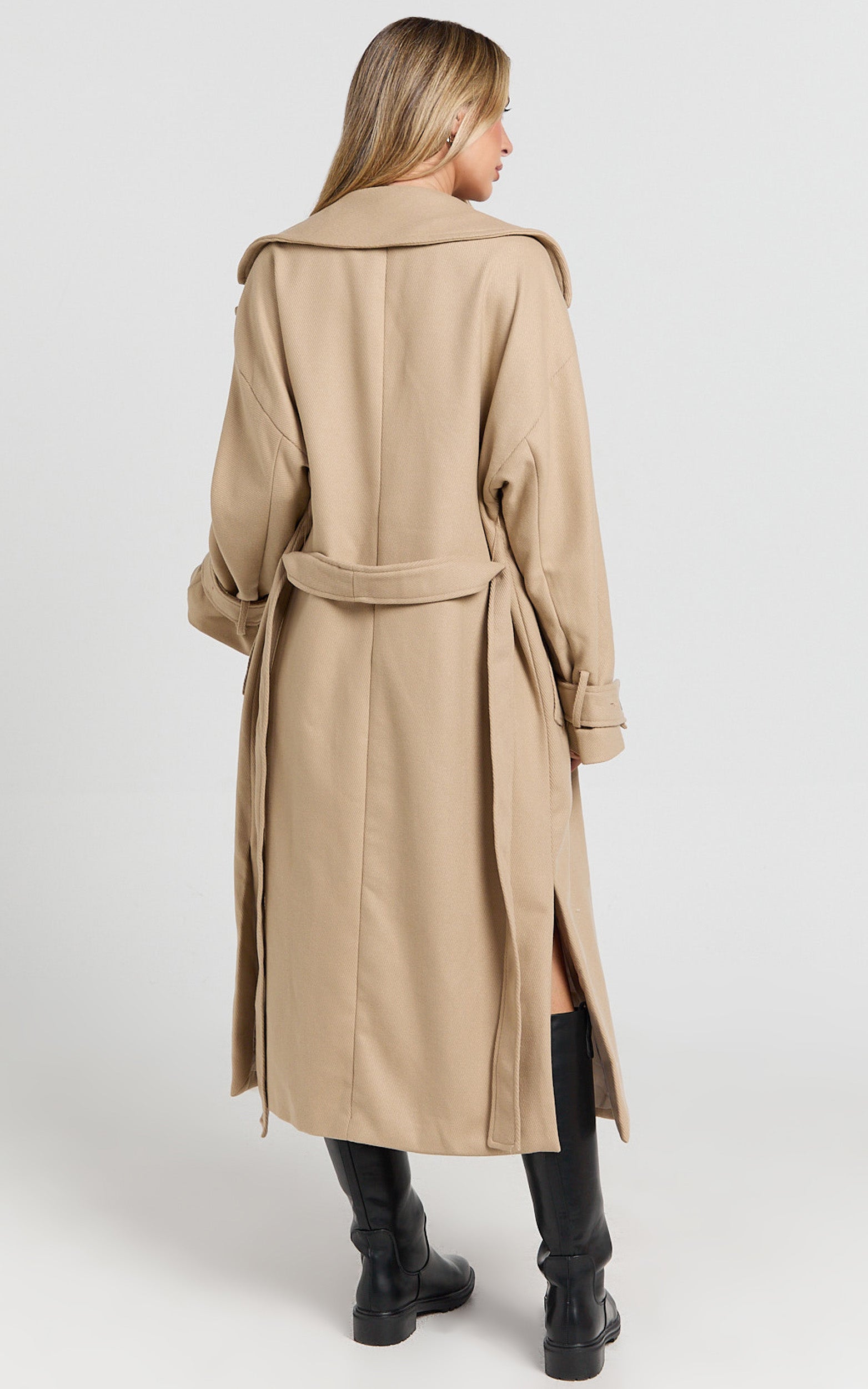 Mella Coat - Belted Longline Coat in Camel
