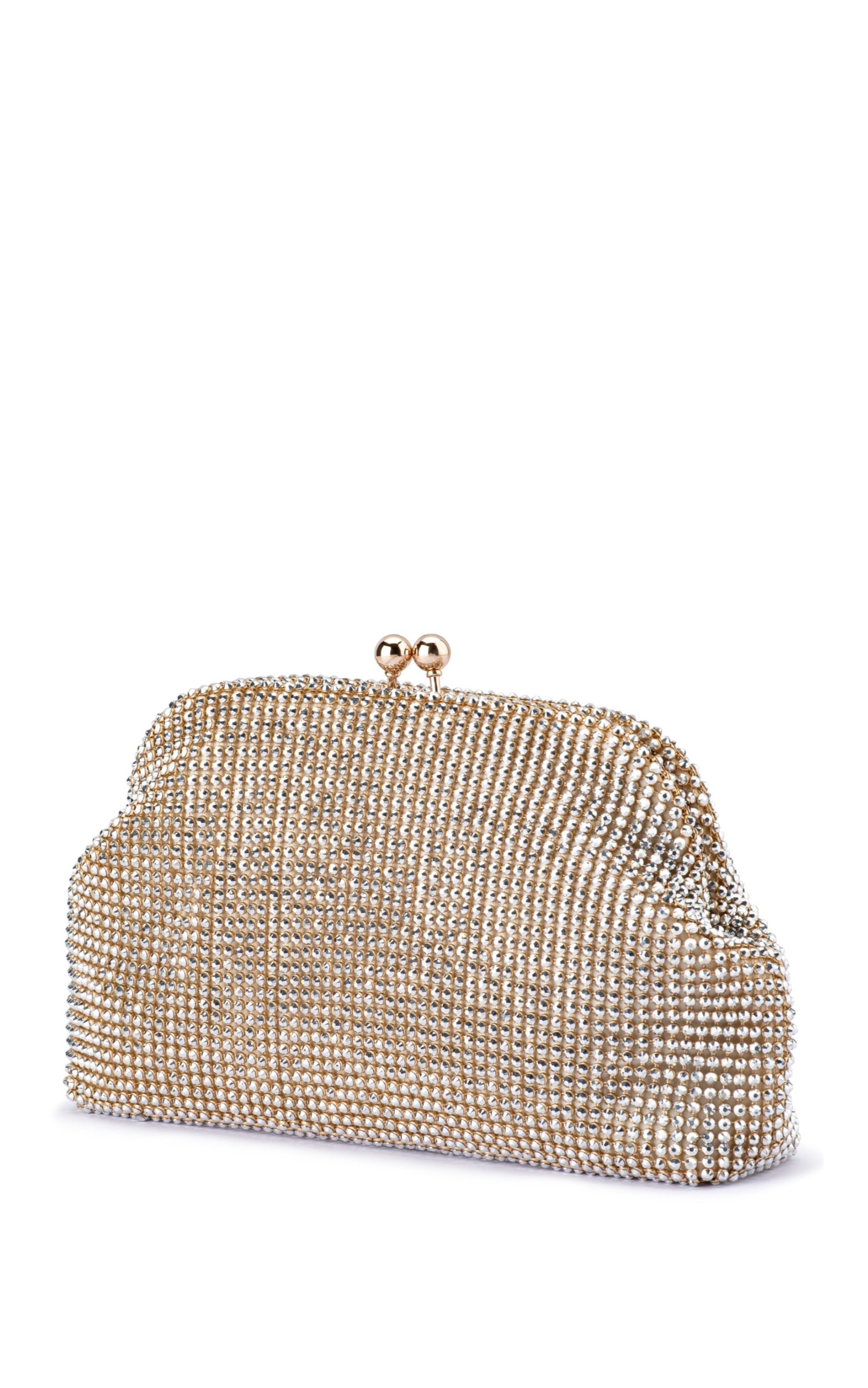 Olga Berg - Ela Crystal Mesh Clutch in Champagne