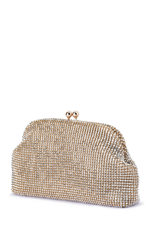 Olga Berg - Ela Crystal Mesh Clutch in Champagne