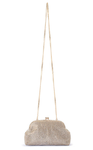 Olga Berg - Ela Crystal Mesh Clutch in Champagne