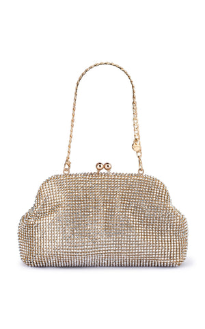 Olga Berg - Ela Crystal Mesh Clutch in Champagne