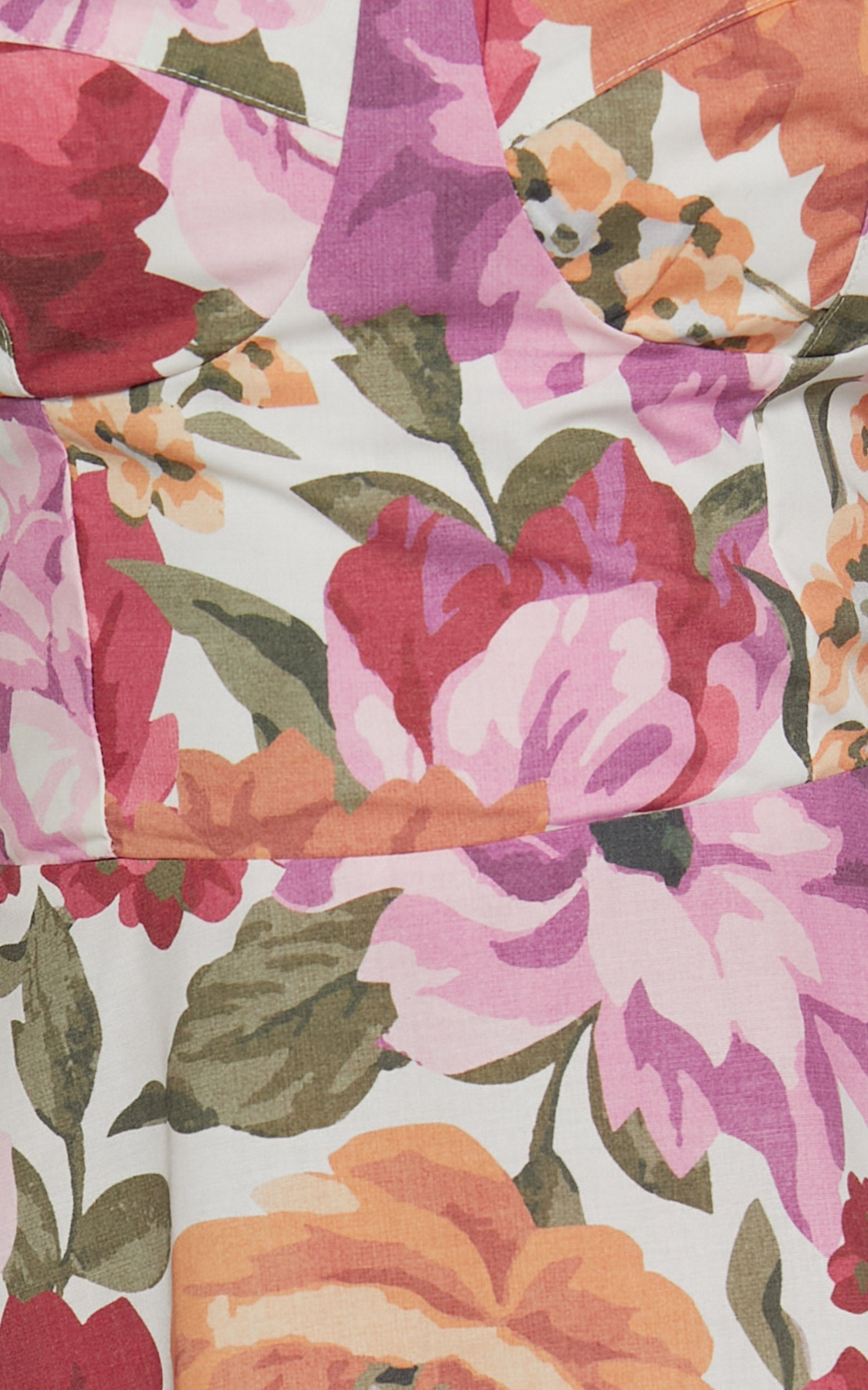 Robertson Midi Dress - Strappy Sweetheart Bustier Flare Dress in Spring Floral
